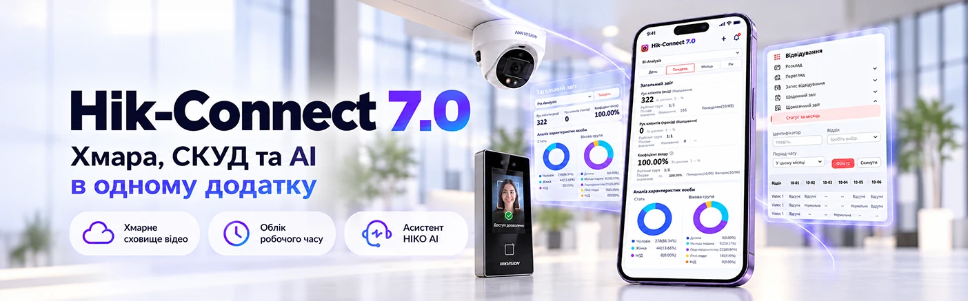 Hik-Connect 7.0: хмарний архів, облік робочого часу та AI-асистент в одному застосунку