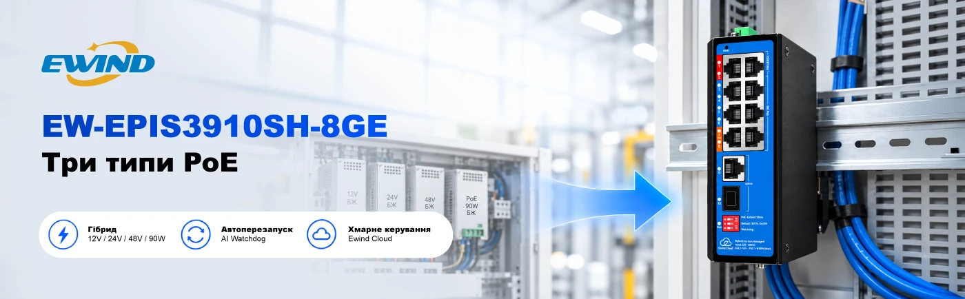 Ewind EW-EPIS3910SH-8GE: 3 типи PoE та AI Watchdog