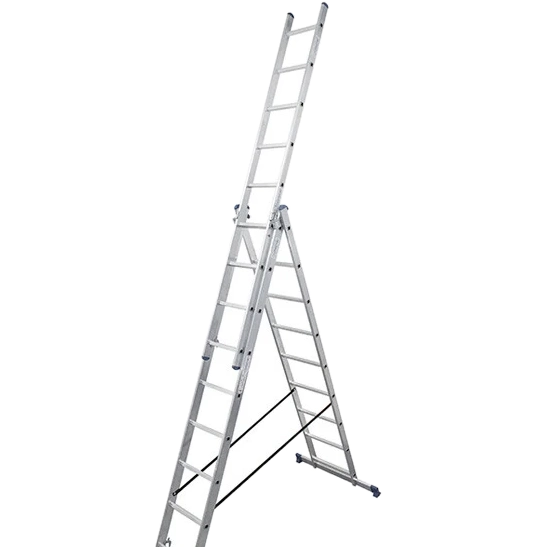 Алюминиевая трехсекционная лестница 3х9 ступеней