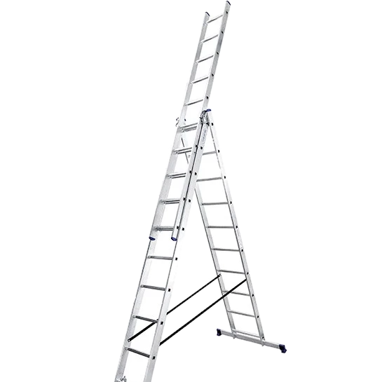 Алюмінієві трисекційні сходи 3х10 сходинок
