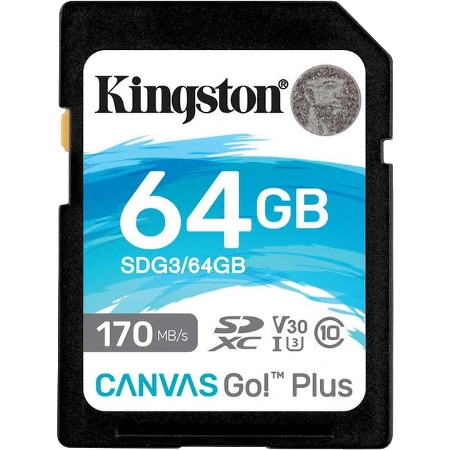 Kingston 64GB SDXC Canvas Go Plus 170R C10 UHS-I U3 V30 Модуль флеш-пам'яті