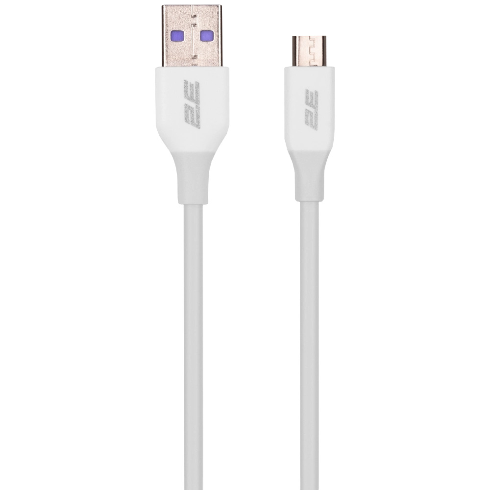 2E USB-A-MICROUSB, GLOW, 1M, WHITE (2E-CCAM-WH)