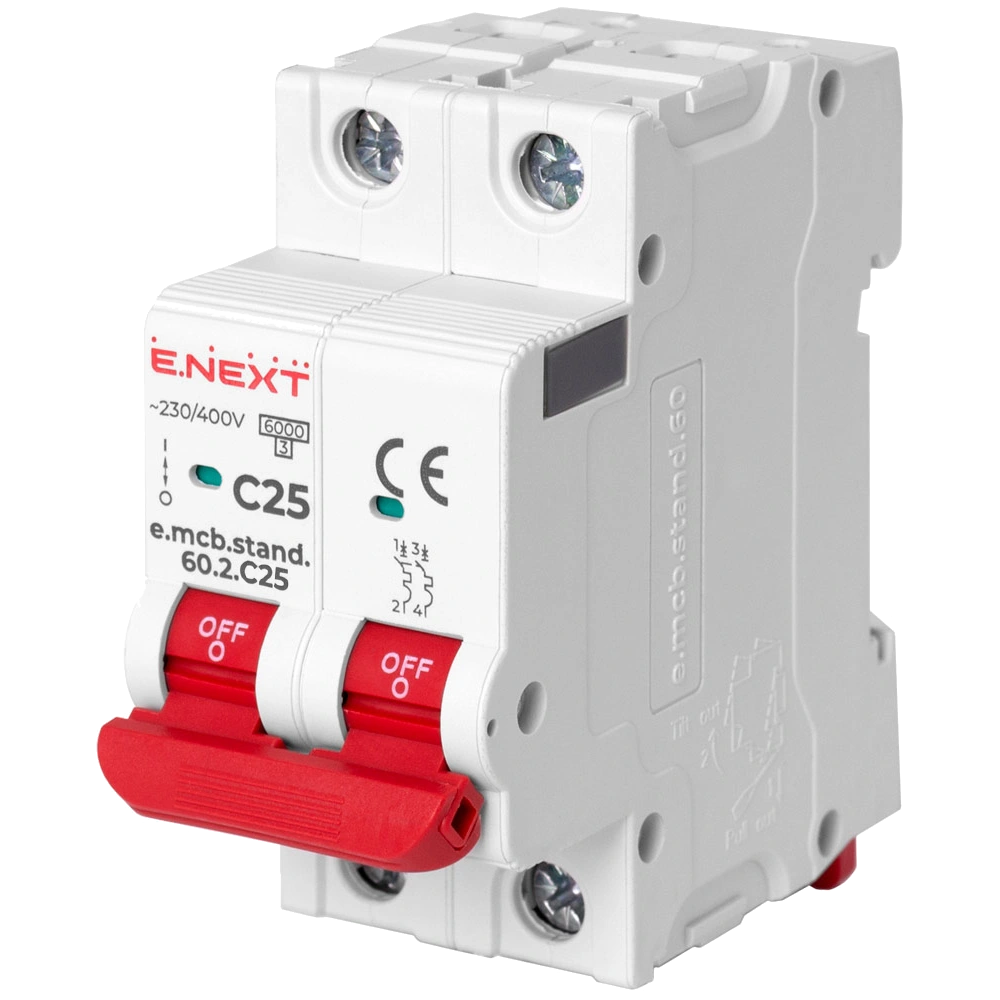 Enext e.mcb.stand.60.2.C25, 2р, 25А, C, 6кА