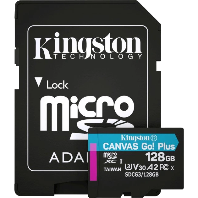 Kingston microSDXC 128 Гб U3 V30 A2 (SDCG3/128GBSP) Карта пам’яті