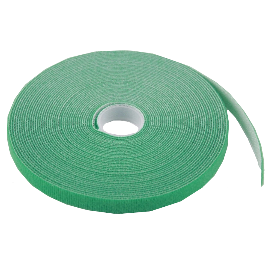 Стяжка-липучка, 12 мм x 10 м, моток, зеленая